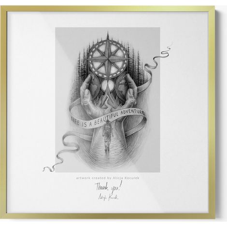 Cadre photo avec Verre plexiglas - dans un cadre doré - Cadre protecteur pour photos graphiques et œuvres d'art - Fixation Murale 50x50 cm (1/5)