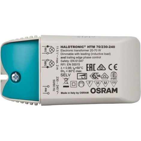 Osram HTM 70-230-240 Halotronic Trasformatore Elettronico 12V 20-70W 230V Dimmerabile IP20 colore Bianco (1/2)