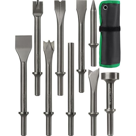 Pneumatic Chisel Set 9pcs Alloy Steel 40CrMo Suitable for Car Renovation and Repair, Chisel Set Compatible with Pneumatic Hammers (1/5)
