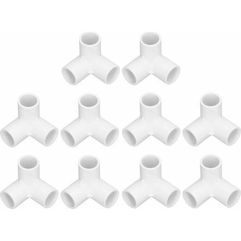Raccord PVC 3 voies, 10 pièces 3 voies en plastique PVC connecteurs de meubles raccords de tuyauterie 20 mm de diamètre intérieur raccord coude meubles tuyau bricolage accessoires (blanc) (1/5)