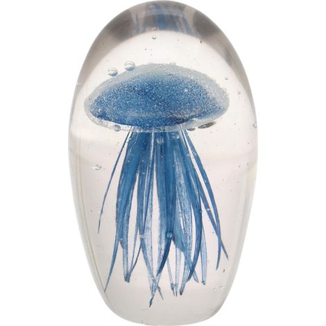 Blauer Quallen-Briefbeschwerer aus Glas, moderne Bürodekoration, elegantes und funktionales Schreibtischzubehör