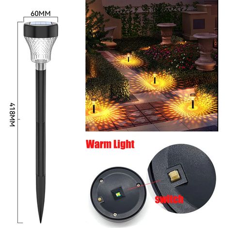 (Lot de 2 - 1 lampe solaire améliorée) Lampes solaires d'extérieur neuves pour jardin, étanches, compatibles avec allées, terrasses, patios et jardins. Éclairage LED décoratif. (1/5)