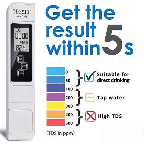 Testeur numérique de qualité de l'eau TDS EC Meter, plage de mesure 0-9999 ppm, testeur de pureté et de température - FFY (1/4)