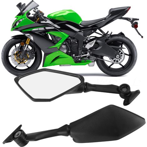Rétroviseurs arrière pliables noirs pour moto, compatibles Ninja 300 250 ZX6R 636 300R EX300 ABS 2011‑2018 (1/5)