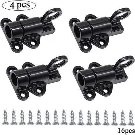 royaluxe - Verrou Porte 4 Pièces Loquet Porte Serrure Portail Automatique Verrou de Porte Exterieur Verrou Fenetre Boulon de Verrouillage à Ressort Verrou de Porte en Aluminium Noir Avec Vis (1/4)