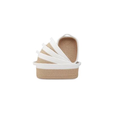 Gewebte Aufbewahrungskörbe, Badezimmer-Aufbewahrungskörbe, Baumwollseilkörbe, kleine Körbe, geeignet für Regale, Kleiderschränke, Kleidung, Spielzeug, Baby-Aufbewahrungsboxen (weiß-Crezuo)