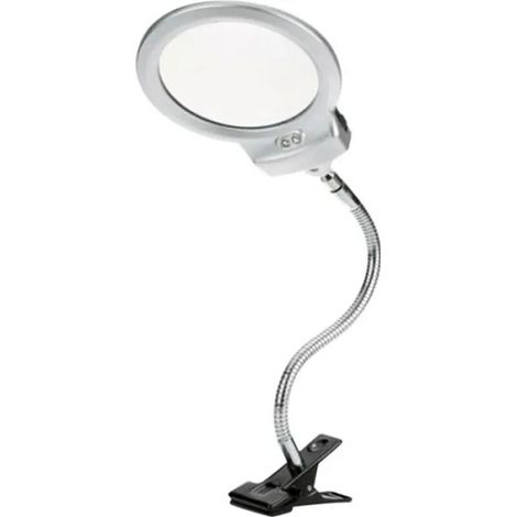 Loupe de lecture de bureau pliable à LED avec pince, lampe intégrée, lampe beauté et manucure, blanche, monobloc