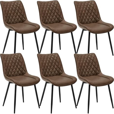 WOLTU Set of 6 Dining Chairs Faux Leather Office Kitchen Chair Living Home-Brown (1/5)