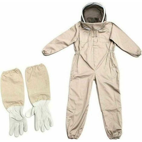 Combinaison d'apiculteur - Tenue professionnelle d'apiculture avec gants, vêtement à capuche de protection pour apiculteurs contre les guêpes, équipement anti-guêpes, Vêtements XL + Gants XL (1/4)