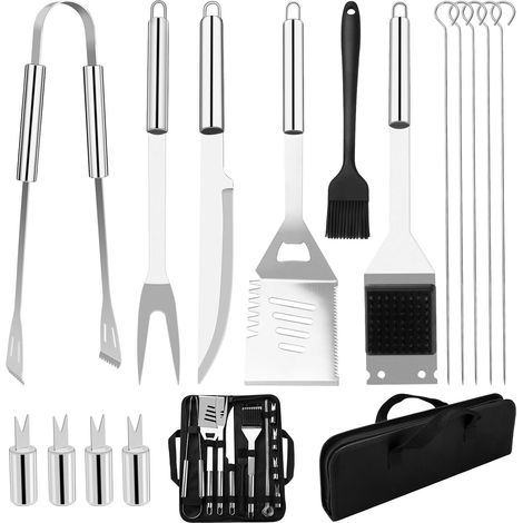 Ustensiles Barbecue, Kit Barbecue en Acier Inoxydable, Outil de Set Barbecue Portable (15 PCS) (1/5)