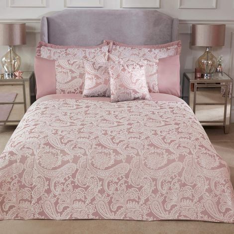 Emma Barclay Duchess - Set Copripiumino in Jacquard Decorato in Rosa Cipria, per Letto Matrimoniale (1/4)