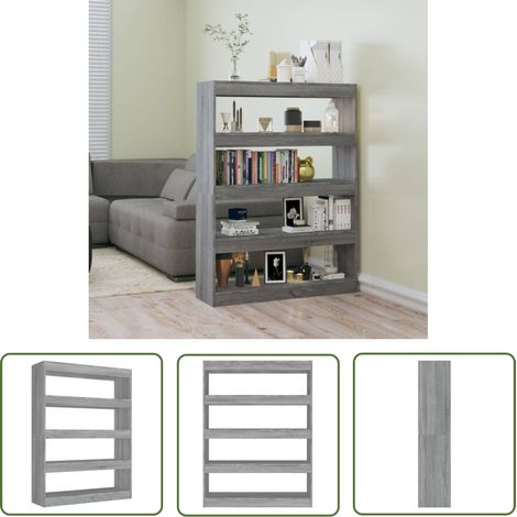 Étagère de Rangement Bibliothèque, Séparateur de pièce, Montage facile, Sonoma gris 100x30x135 cm OIB7440E (1/5)