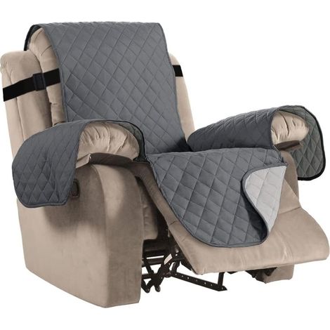 EASYCOMFORT Housse de Chaise Inclinable Étanche en Cuir Gris - Protection Anti-Animaux Rembourrée avec Sangle Antidérapante pour Fauteuil Relax (1/5)