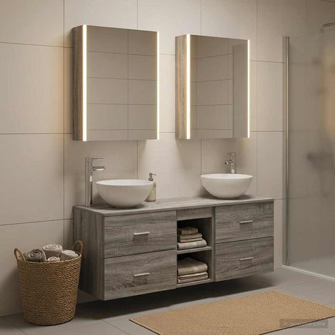 vidaXL Bathroom Furniture Set 5 pcs Grey Sonoma (1/5)