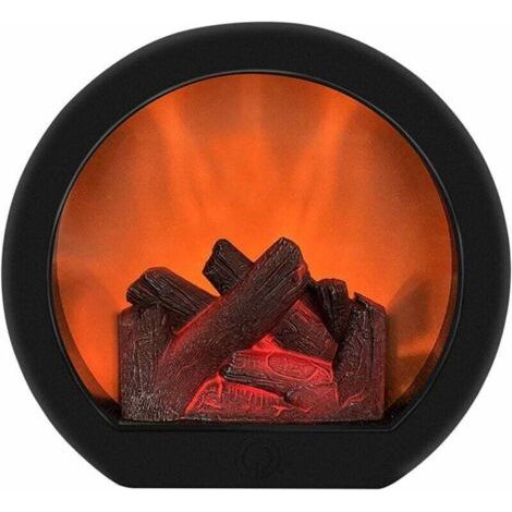 Cheminée électrique décorative effet flamme LED Dimensions 18,5x20x10 cm Alimentation USB ou piles Pour intérieur et extérieur