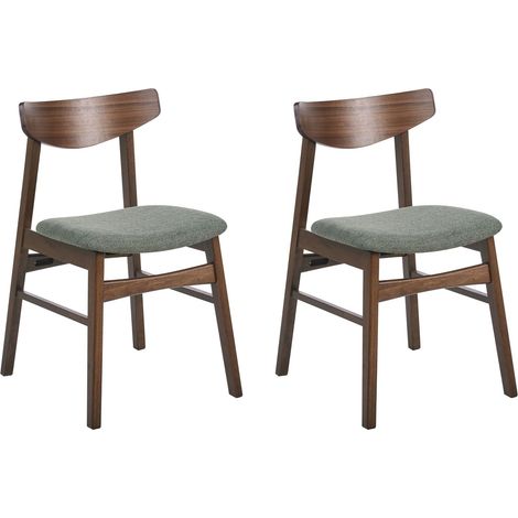 Lot de 2 Chaises de Salle à Manger Rétro Sans Accoudoirs Assise Tissu Marron et Vert Smiley