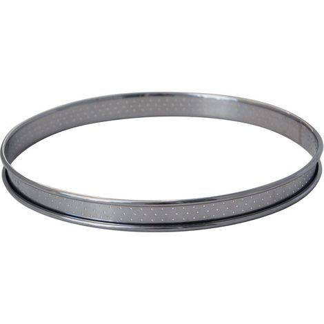 De Buyer - Cercle à tarte perforé bord roulé 6 cm en inox