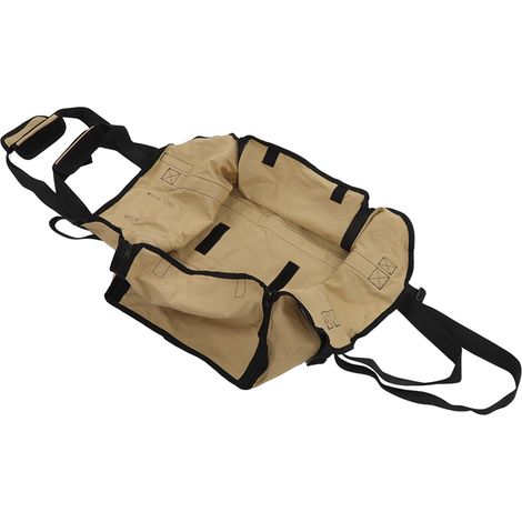 Set aus 2 großen, tragbaren Brennholztaschen für Camping und Outdoor-Aktivitäten, khakifarben, Holzbeutel (1/5)
