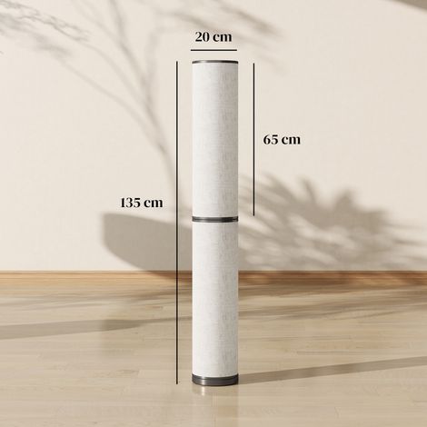 Lampadaire avec télécommande et fonction de contrôle de température (3000-6000K), abat-jour en tissu, 20 cm de diamètre x 135 cm de hauteur, beige. (1/5)