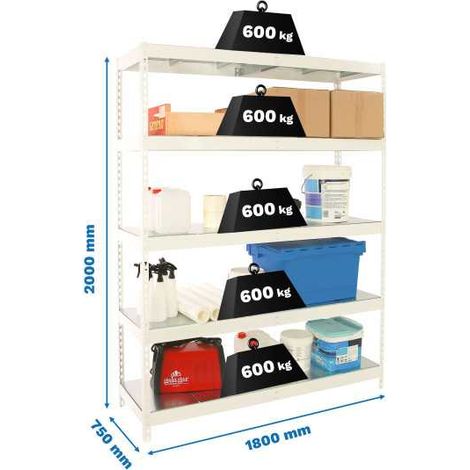 Estanteria 2000x1800x750 SIMONFORTE 1807/5 METAL BLANCO/GALVA marca SIMONRACK (1/2)