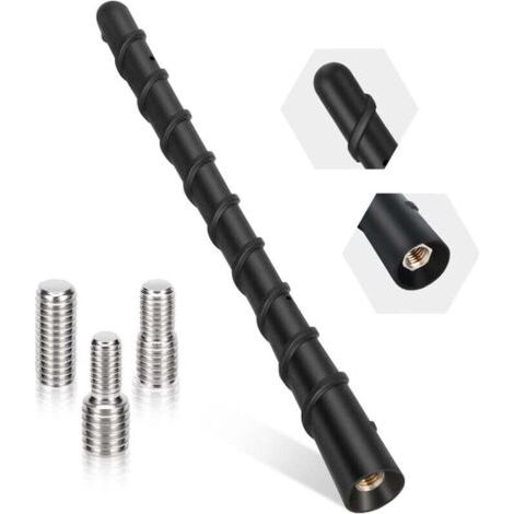 Antenne Voiture Courte Universel FM Dab Antenne Voiture 18 cm Antenne Autoradio Antenne Toit pour Une Réception AM/FM Optimale avec Super Compatibilité Vis M4, M5, M6 (1/4)