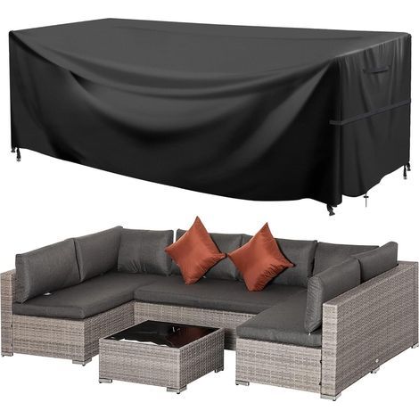 ZOLGINAH Gartenmöbelabdeckung, 600D Oxford-Gewebe, Schutzhülle für Möbel, wasserdichte Gartentischabdeckung, Schutzplane mit Seil und Schnallenverschluss (180 x 120 x 74 cm) (1/5)