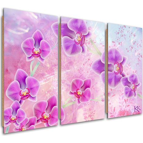 Quadro deco panel 3 paneli, Astrazione dei fiori di orchidea - 60x40 (1/5)