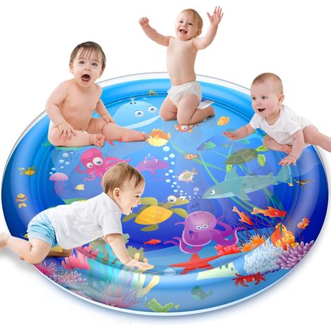 Alfombra de agua inflable para bebés de 100 x 100 cm, alfombra de juego de PVC impermeable, enorme, suave y cómoda, centro de actividades divertido, llena de agua para bebés. (1/5)