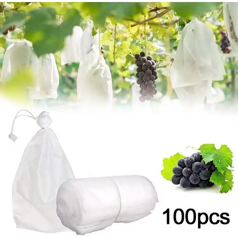 (100 pièces) 100 sacs de culture en filet pour fraises et raisins, protection anti-oiseaux, pour l'agriculture et le jardinage. (1/3)