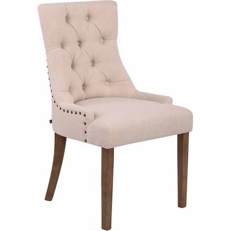 Silla de comedor escritorio o tocador tapizada en tela color crema FAL10059 (1/5)