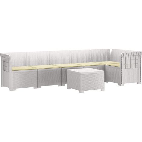 Maison Exclusive - 6-Sitzer Garten Sofa mit Kissen Rattan Look PP (1/5)
