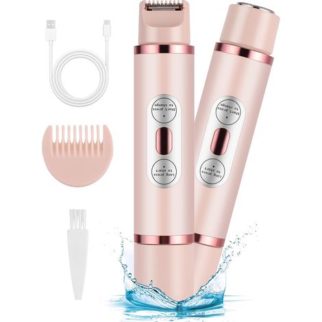 Tondeuse - Rasoir électrique - Ladyshave - 2 en 1 Double tête - Étanche IP7 pour une utilisation sur peau sèche ou humide- Rose (1/5)