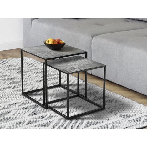 Couchtisch HILLARY 2er Set - Satztisch Metall in Schwarz Silber (1/5)