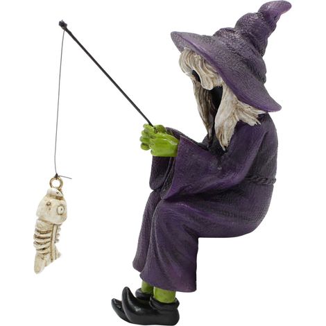 Statue Witch Fishing Resin Garden Microscopic Craft Sculpture Festival Witch Decoration Handcrafted Premium Resin Outdoor Decor Ornament Micro Landscape Collectible Item Sitting Witch Figurine Unique  (1/5)
