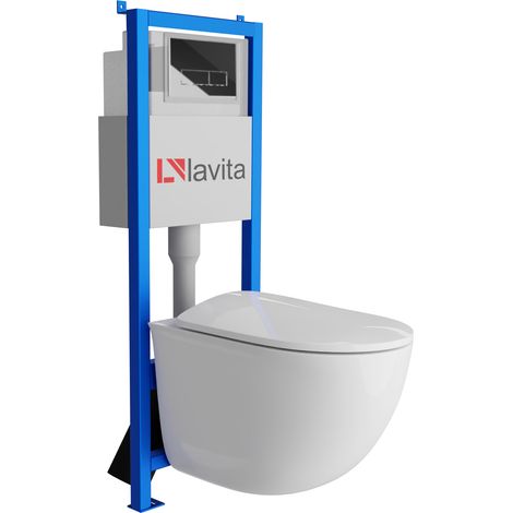 Bâti-support Lavita LAV 101 à 40 cm + WC Vito sans bord + plaque de commande LAV 200.3.2 chrome Kit complet WC (1/5)