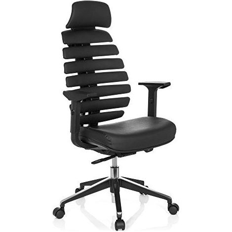 Siège de bureau / siège tournant ERGO LINE PRO II en cuir noir hjh OFFICE