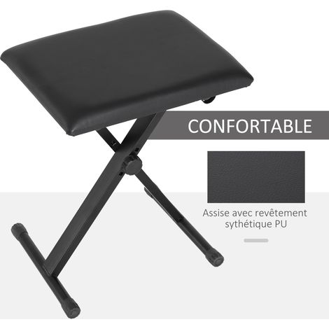 HOMCOM Tabouret piano pliable réglable 37-47 cm PU métal 100 kg noir (1/5)