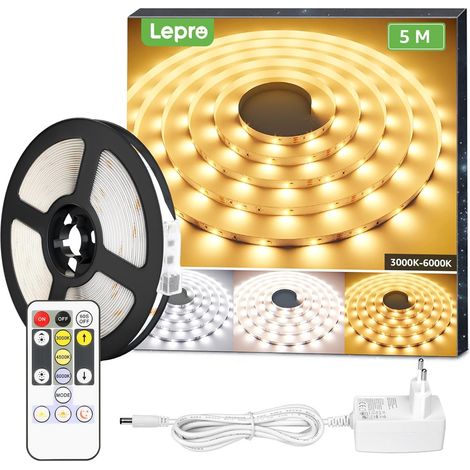 Lepro Ruban LED 5m Tunable Blanc avec Télécommande (1/5)