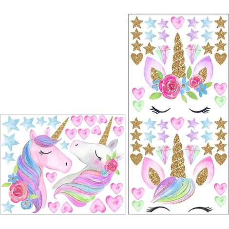 Stickers muraux licorne SUPVOX pour enfants motif doré PVC (1/4)
