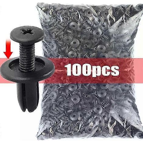 Lot de 100 rivets en plastique pour réparation de pare-chocs et ailes de voiture (8 mm), compatibles avec Toyota Focus, Kia, Nissan et Yamaha. (1/5)