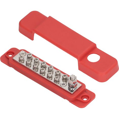 Bloc de distribution électrique 12 bornes 150A pour véhicule de loisir et bateau 48V avec barre omnibus rouge et couvercle de protection (1/5)