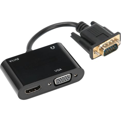 Adaptateur VGA vers HDMI 3-en-1, convertisseur d'alimentation, TV, projecteur, écrans avec audio, pour ordinateur portable, noir (1/5)