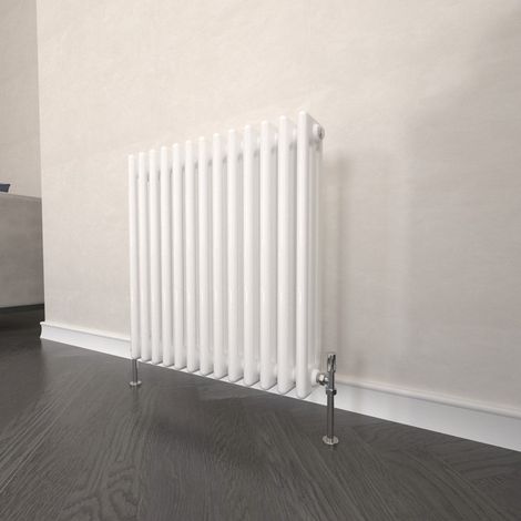 T&K Horizontal Radiator Traditional 3 Column Designer 600x605mm White Modern Cast Iron Style Central Heating Rads (1/5)