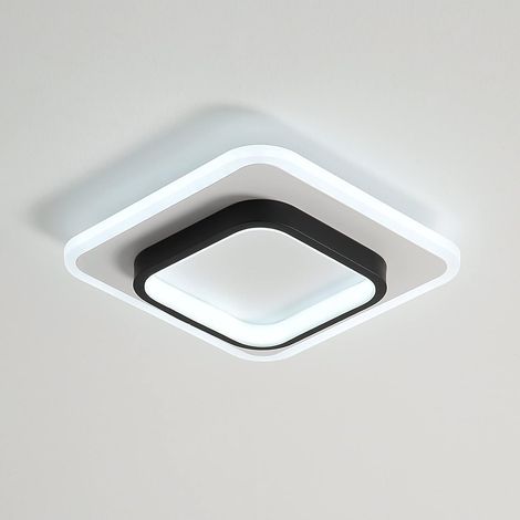 COMELY Plafoniera LED moderna in acrilico quadrata, nera e bianca, adatta per bagno, soggiorno, camera da letto, cucina e corridoio - 20W - Dimmerabile 3000K / 4500K / 6500K