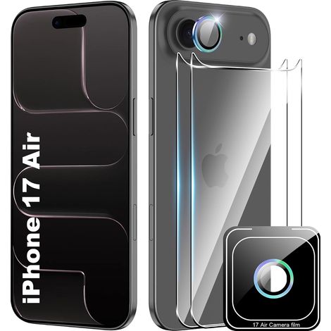 Verre Trempé pour iPhone 17 Air, [2 Pièces] Arrière Verre Trempé+Caméra Protecteur [1 pièces],Dureté 9H-sans Bulles d'air-Anti Rayures Film Protection écran (1/5)