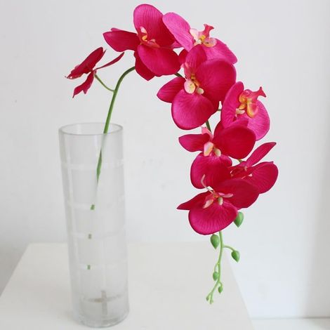 Orchidée papillon artificielle en soie, 9 têtes, faux bouquet phalaenopsis pour fête de mariage, maison, bureau, centre de table (1/5)