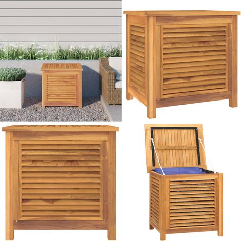 Gartenbox mit Beutel 60x50x58 cm Massivholz Teak - Gartenbox - Teakholz Gartenbox - Outdoor Möbel - Außenmöbel - Gartenaufbewahrung - Home & Living
