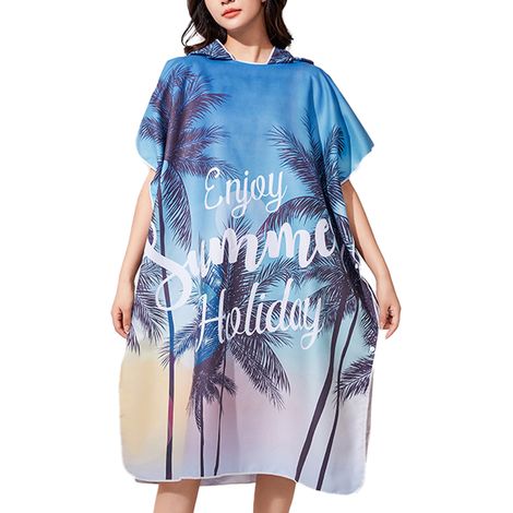 Peignoir de plage à capuche, poncho de bain double face en peluche avec fermeture éclair, peignoir de plage pour se changer après le surf (1/5)