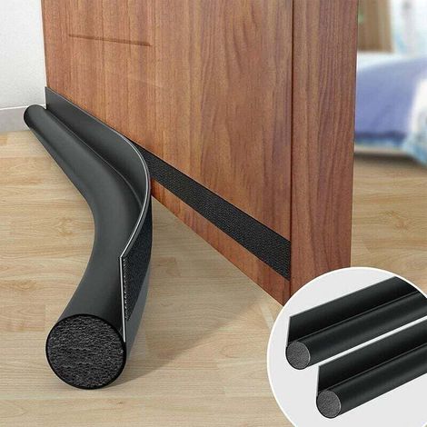2 pieces, black anti-cold door bottom one-sided, 95 cm door bottom one-sided, weatherproof door sealing strip, anti-cold door draft stopper one-sided, anti-mouse/cockroach water protection MUMU (1/4)