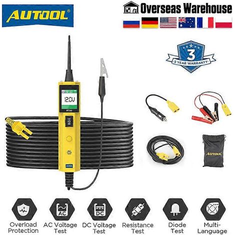 Testeur de circuit automobile AUTOOL BT260, sonde de puissance, détecteur de voiture, 6 V à 30 V, outil de diagnostic de tension avec affichage LED automatique pb100 (1/5)